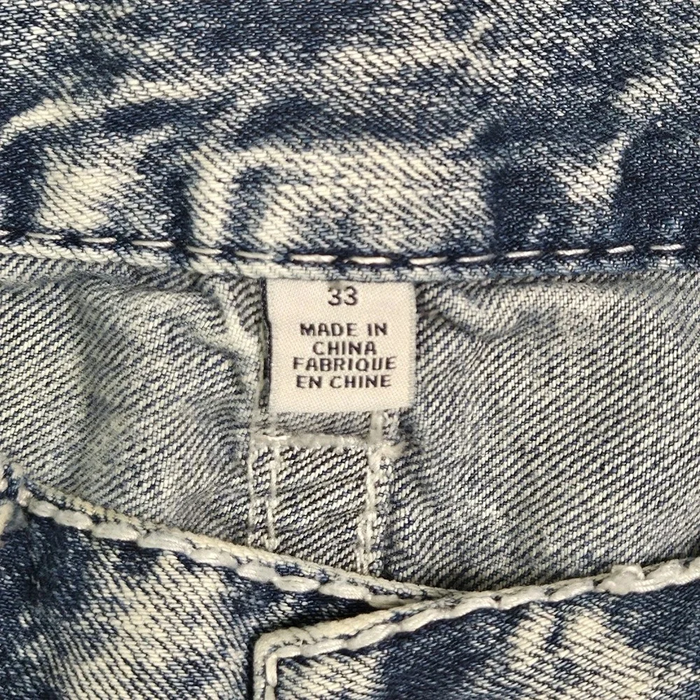 True Religion Acid Wash Ricky Straight Distressed Flap Pocket Size 33 (34x34)